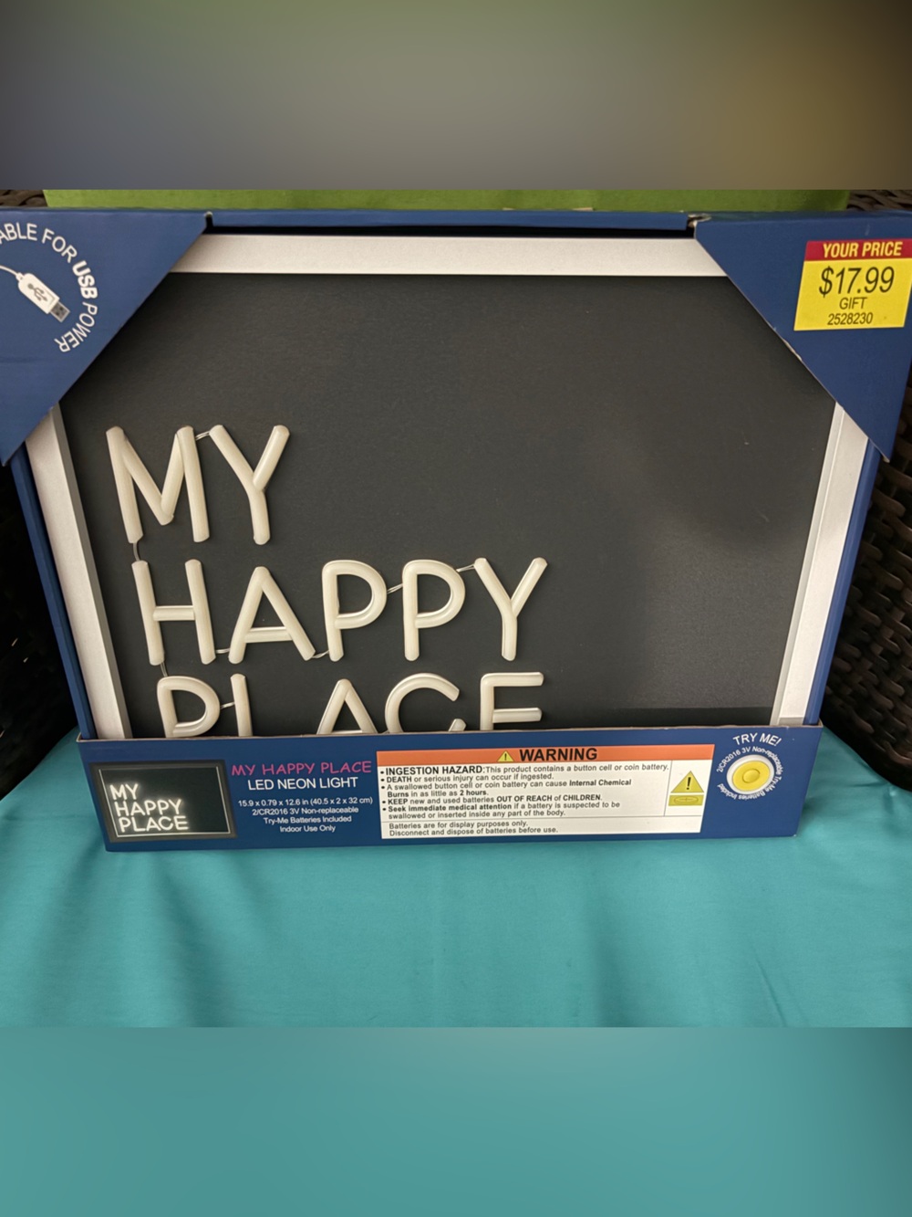 Hobby Lobby White 'My Happy Place' LED Wall Sign